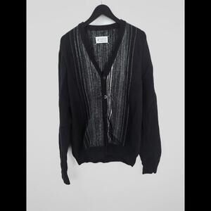 MAISON MARGIELA Men's Sz M Black White Stripe Cardigan LINE 10 Italy 2011
